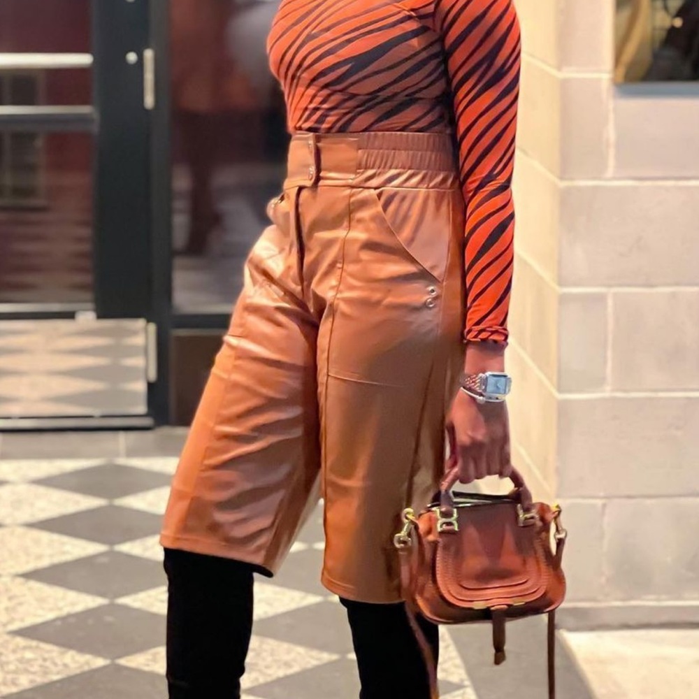 Faux leather shorts